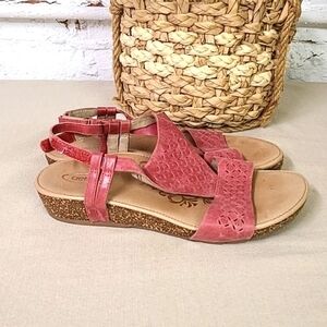 Aetrex Red Leather Comfort Sandals Size 7 M